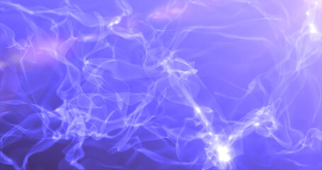 Abstract background of blue smoke in the rays of the sun, glowing beautiful waves from the air with particles of energy and magic