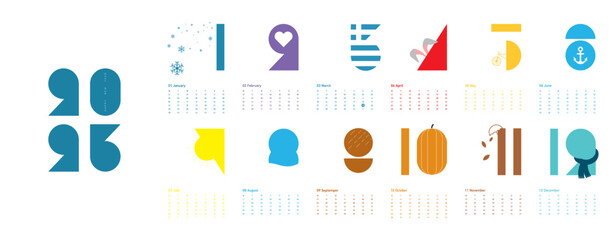 Calendar 2023 Vector illustration - Thematic Calendar - Printable