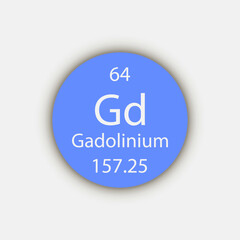 Gadolinium symbol. Chemical element of the periodic table. Vector illustration.