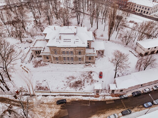 Obraz na płótnie Canvas Łódzki park sfotografowany zimą z drona