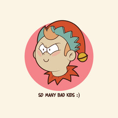 Funny Elf character portrait vector illustration. Holiday, celebration, funny design concept.