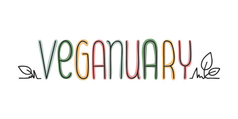 Symbol for the Veganuary, a vegan lifestyle for the month of January. Eat less meat for the well-being of animal, environment.
