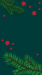 Naklejka na ściany i meble Christmas and new year vertical background, fir branches on turquoise color vector illustration