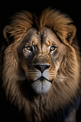 Portrait of a lion with a dark background