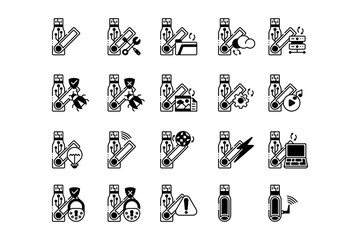 Fototapeta premium 20 USB flash drive Icons 