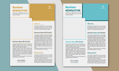 Business Newsletter Design set with yellow and sky blue color geometric shape....
