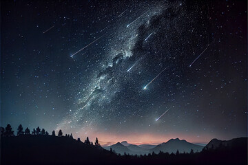 Meteor shower, Milky Way, Leo