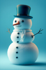 Snowmen on Blue Background.  Image created with Generative AI technology.