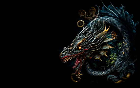 Chinese dragon 3d illustration. Generative AI Stock Illustration