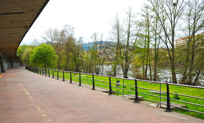 Walk of the Nymphs (Paseo de las Ninfas) on the bank of the Minho river as it passes through Ourense, Galicia, Spain. 