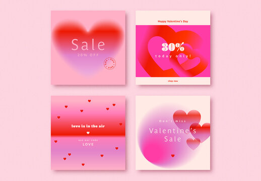 Valentine's Day Sale Social Media Layout Set