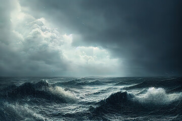 St&uuml;rmisches Meer mit dramatische Wolkenstimmung