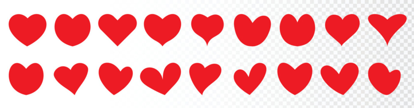 Red heart shape bundle for valentine day vector illustration