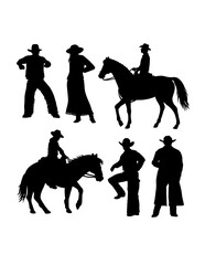 Cowboy and cowgirl activity silhouette