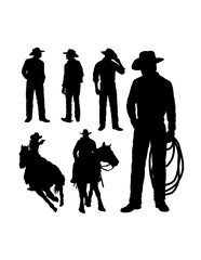 Cowboy in action pose silhouette