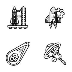 Naklejka premium Linear Space and Astronomy Icons 