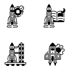 Black Space and Astronomy Icons
