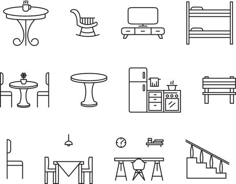 home furniture icons collection