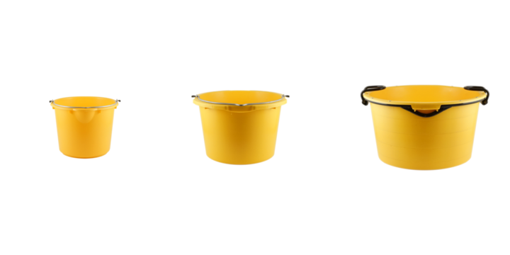 yellow construction bucket with handle