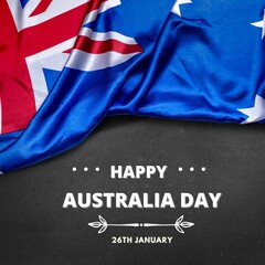 Fototapeta na wymiar Happy australia day instagram post template. on silver background