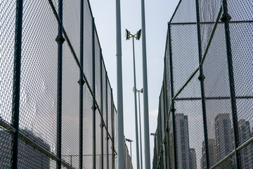 Close-up of large lights on the side of the stadium