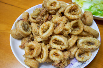 A golden and tempting deep-fried crispy squid ring