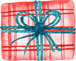 red christmas gift box with ribbon