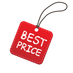 Red best price tag. Online shopping label. Promotion or discount concept. Vector illustration