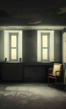Room image atmosphere dilapidated desolate old vintage dark scene with generative AI	