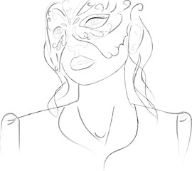 Woman in a mask beauty mysterious fashion look Vector illustration