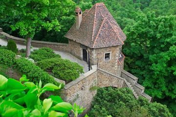 ancient 13th century castle Ksiach (Fürstenstein)  in Walbrzych, Poland