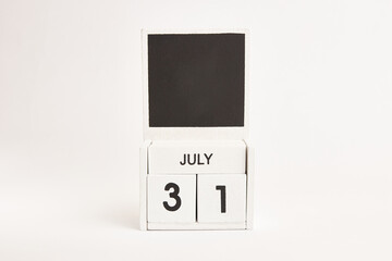 Calendar with date July 31 and place for designers. Illustration for an event of a certain date.