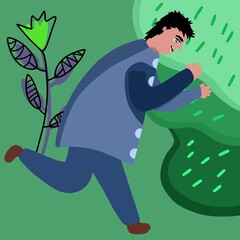 Background Flower With Boy