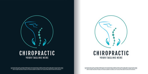 chiropractic logo design with creative concept premium vector