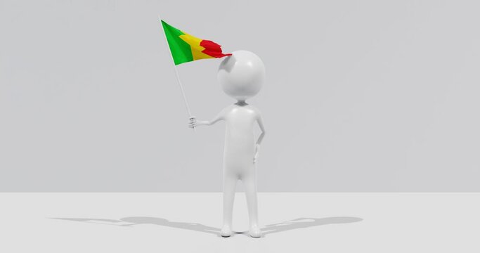 Flag of Mali. 3D Character holding and waving flag 4K UHD 60FPS