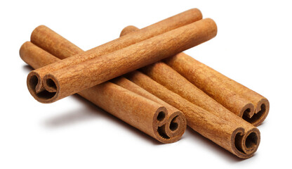 Delicious cinnamon sticks, isolated on white background