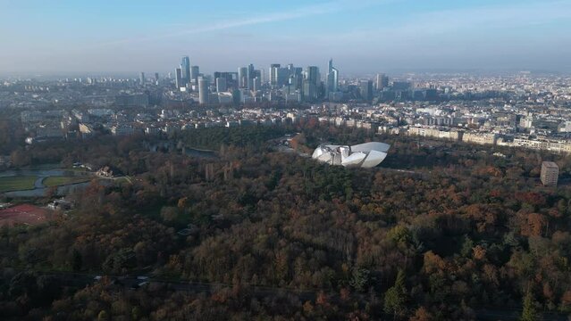 Aerial view of Bois de Boulogne Park in Paris France