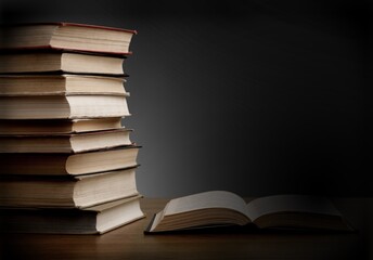 Stack of reading books, education concept