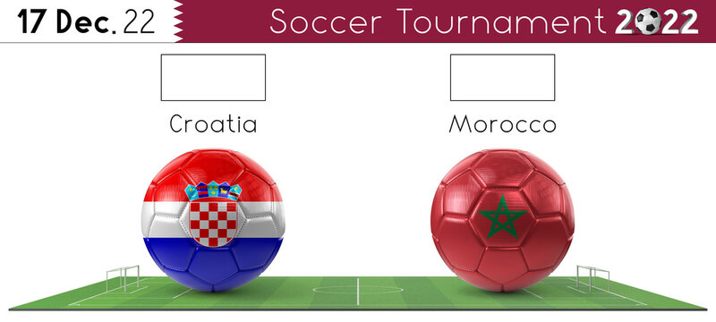 Croatia and Morocco soccer match - Tournament 2022 - 3D illustration