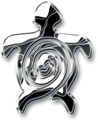 sea turtle shinny chrome silver metallic effect