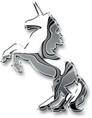 shinny silver chrome metallic effect unicorn