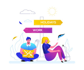 Going on vacation - colorful flat design style illustration