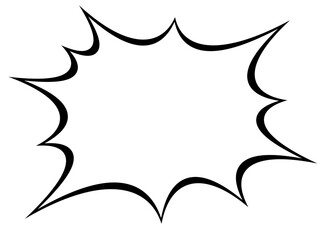 爆発吹き出し（黒線・白塗り）