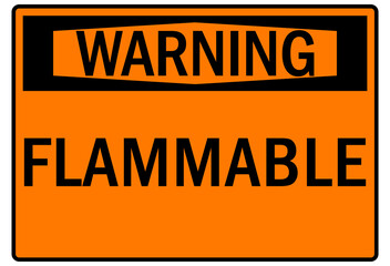 Fototapeta premium Flammable combustible material warning sign and labels