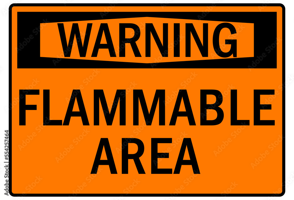 Wall mural flammable combustible material warning sign and labels