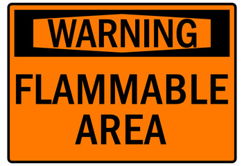 Fototapeta premium Flammable combustible material warning sign and labels