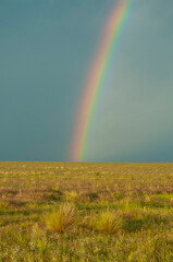 Rural landscape and rainbow,Buenos Aires province , Argentina