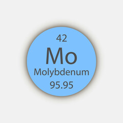 Molybdenum symbol. Chemical element of the periodic table. Vector illustration.