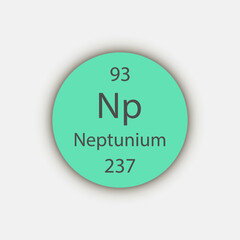 Neptunium symbol. Chemical element of the periodic table. Vector illustration.