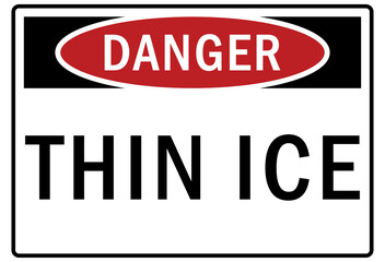 Ice and snow warning sign and labels